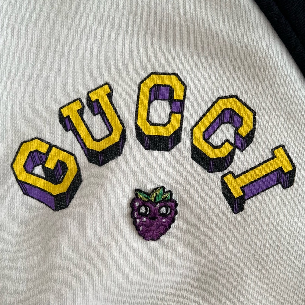 GUCCI 🍇 Hoodie Graphic Jacket Black Off White Zip Up Sweatshirt Logo S Small - Picture 6 of 15